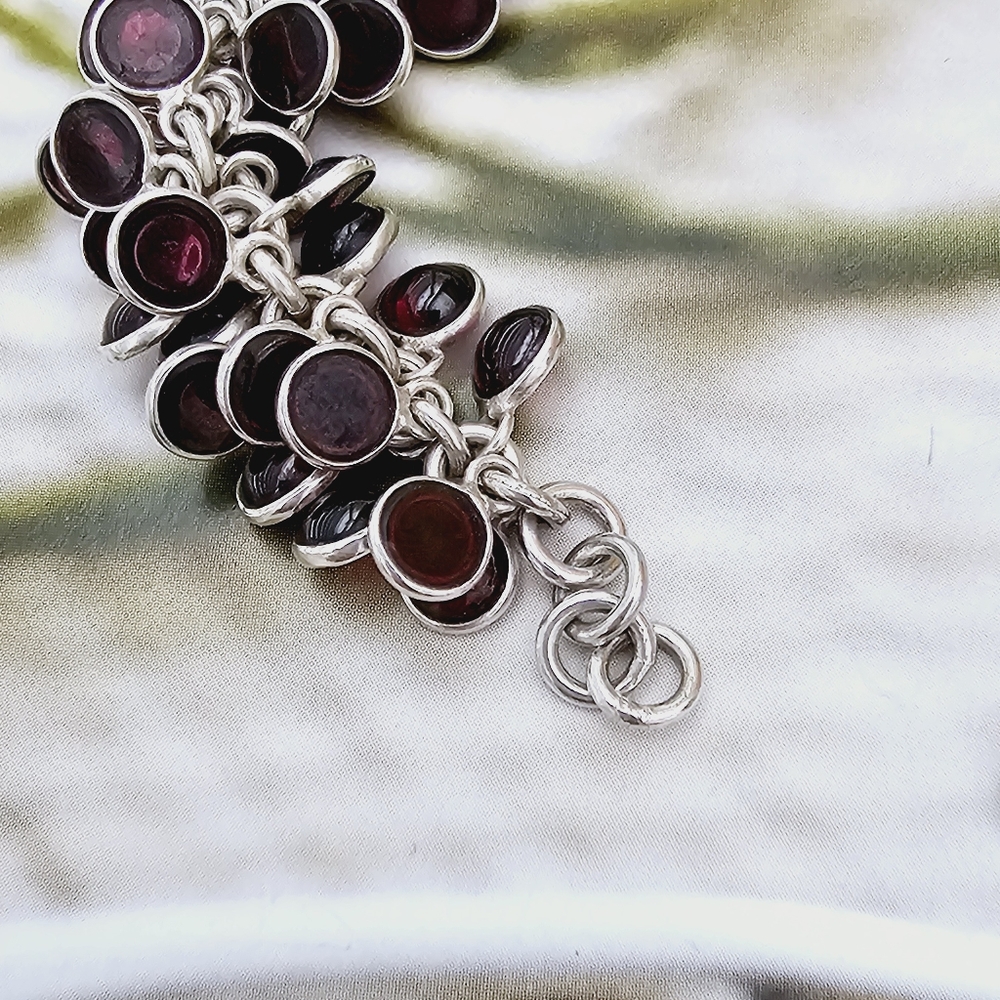 Silpada Sterling Silver Garnet Stone Cha Cha Bracelet B1049 - Picture 8 of 16